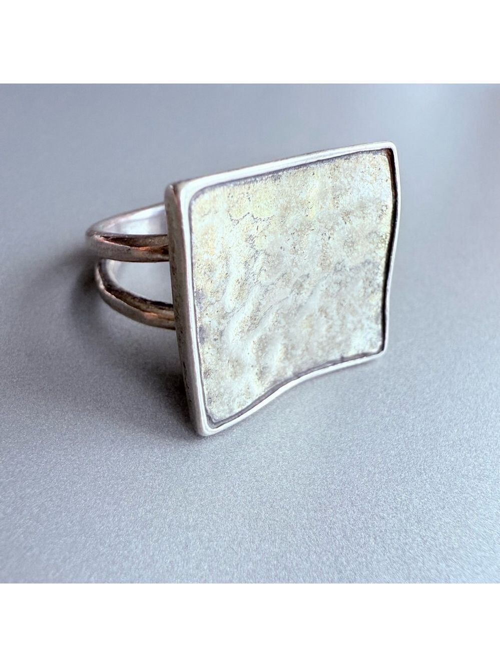 Silpada Artisan Square Modernist Hammered Sterling Silver 925 Retired Ring
